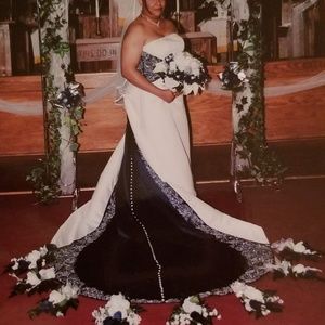 Navy Blue, platinum and white wedding gown.
